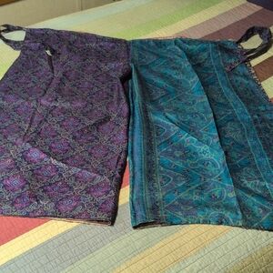 Reversible Purple and Teal Paisley Wrap Flowy Pants